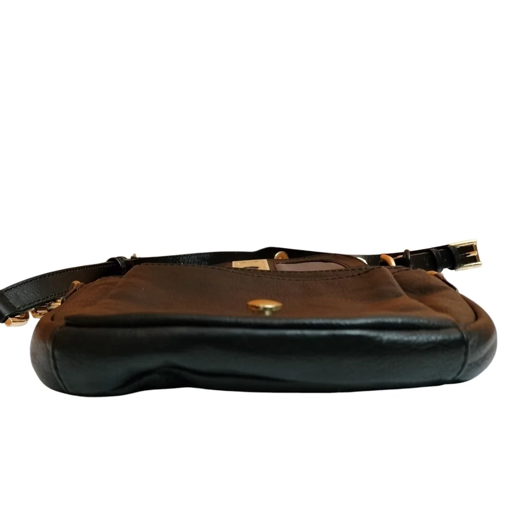 J.Crew Black Leather Saddle CrossBody Bag